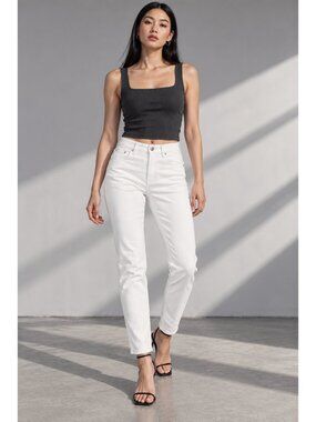 7 For All Mankind Easy Slim Jeans Clean White Size 29 NWT